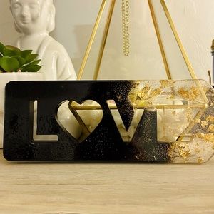 Black and Gold Shimmer Love Heart Cut Out Paddle
